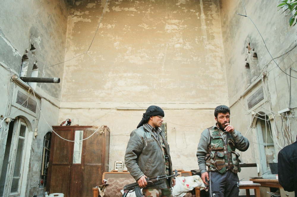  Free Syrian Army fighters prepare for an assault on government forces in the Old City of Aleppo. F100 Portra 400