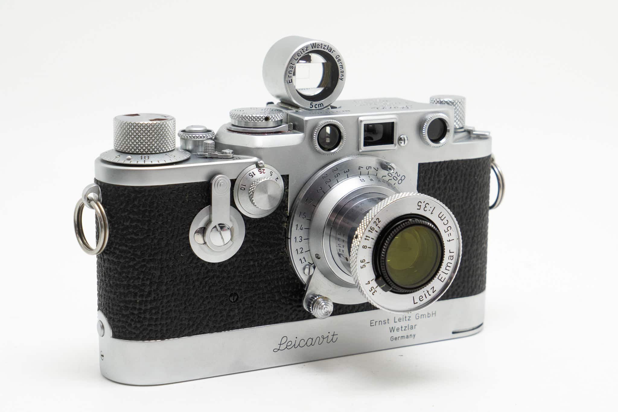 Leica IIIf Red Dial w/Elmar 5cm f2 & SYOOM Winder SBOOI Finder